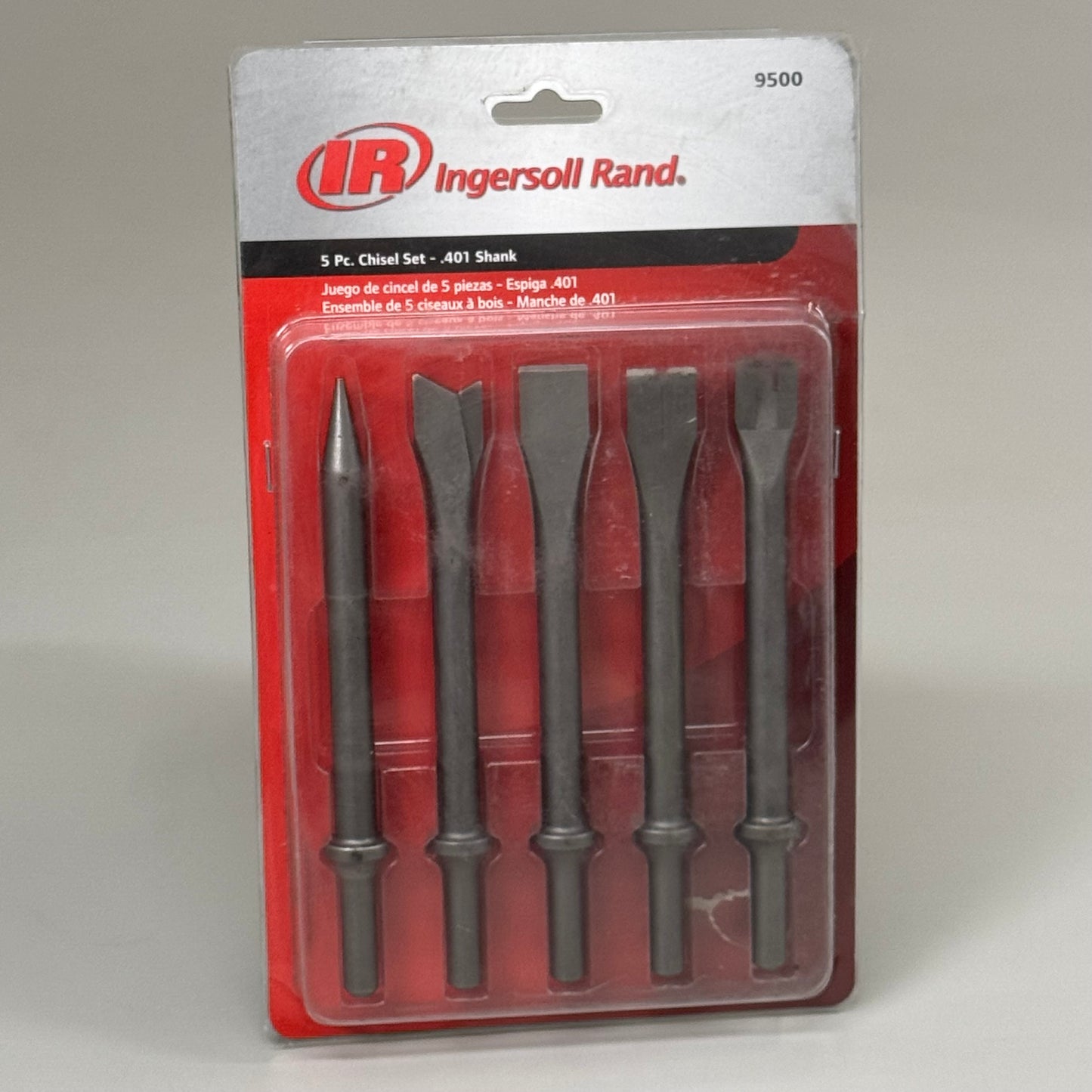 INGERSOLL RAND (5 PEICE) High Quality Steel 7" Hammer Chisel Set .401 Shank 9500