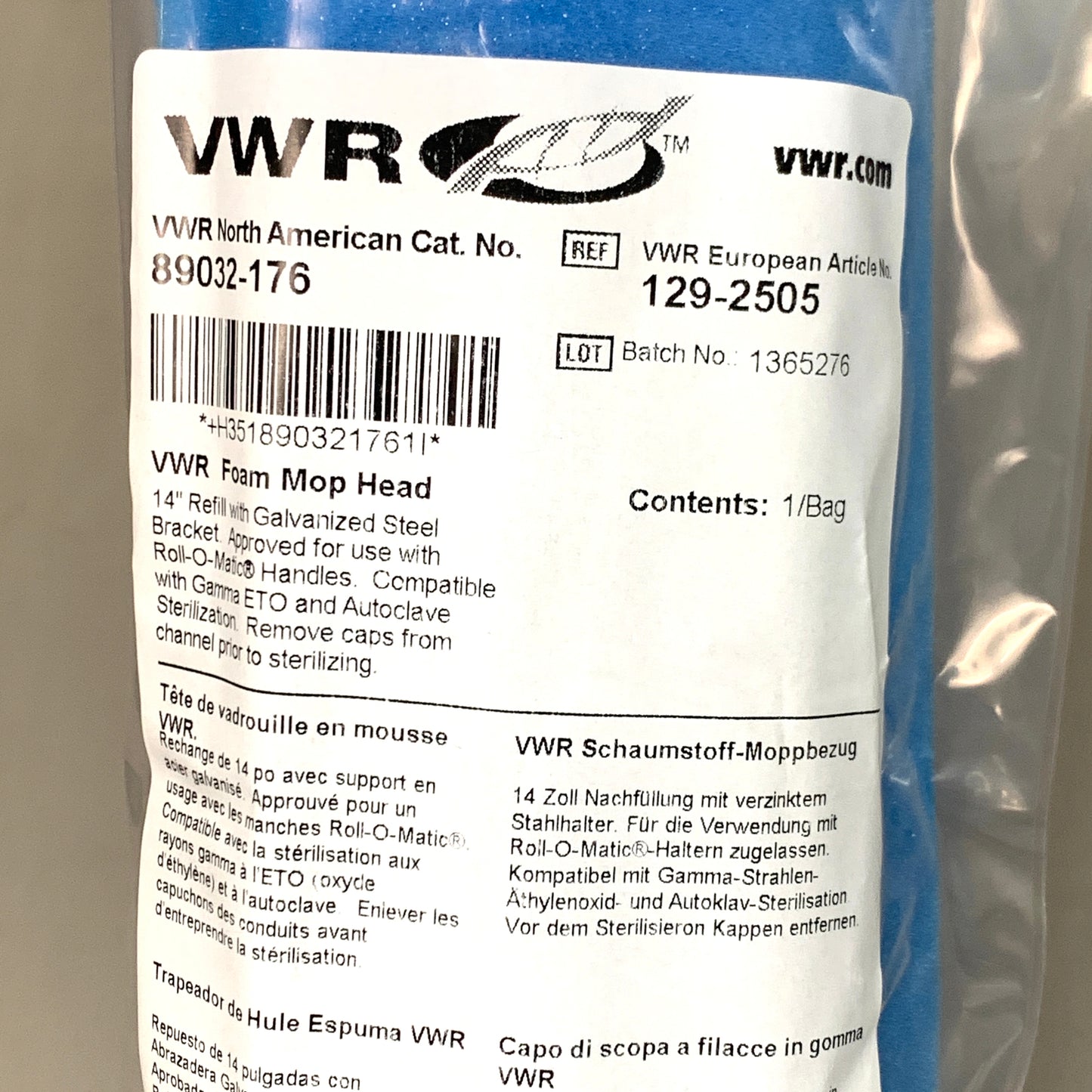 VWR (12 PACK) Foam Mop Heads For Roll-O-Matic Galvanized Steel 89032-176 150269 (New)