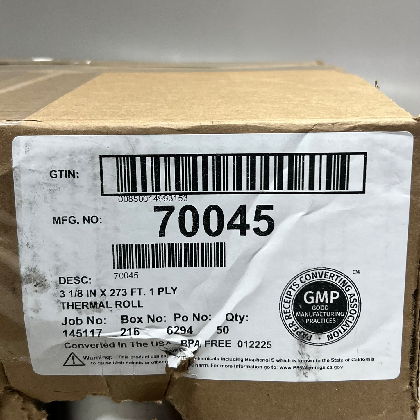 GENERAL CREDIT 70045 Thermal Paper Rolls 3 1/8” x 273’ (50 Unwrapped Dirty Rolls)