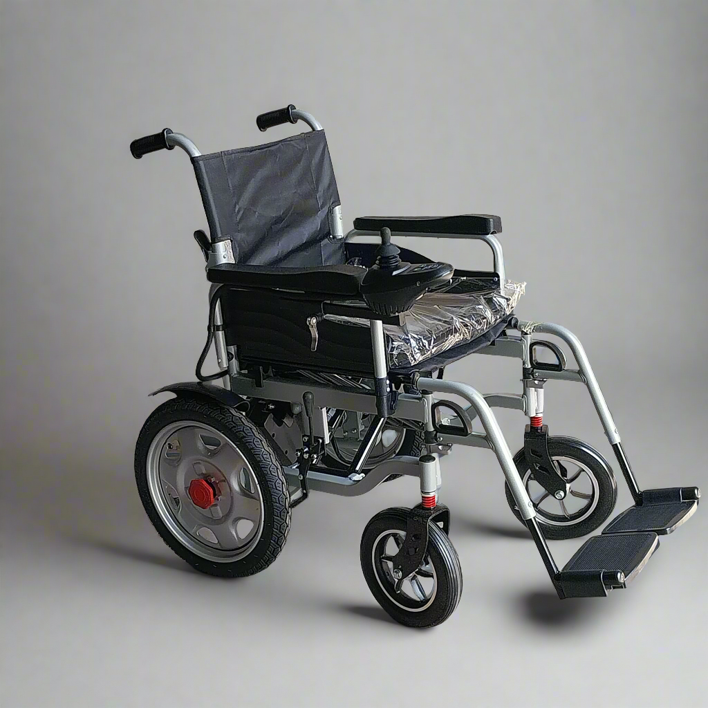 POWER WHEELCHAIR Battery-Powered w/ Joystick Silver & Black Sz 41"x 42"x 24" (New)