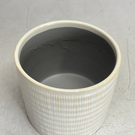 SILVER TREE Glazed Ripple Ceramic Plant Pot  6.5" x 5" Crème/Oatmeal A11032