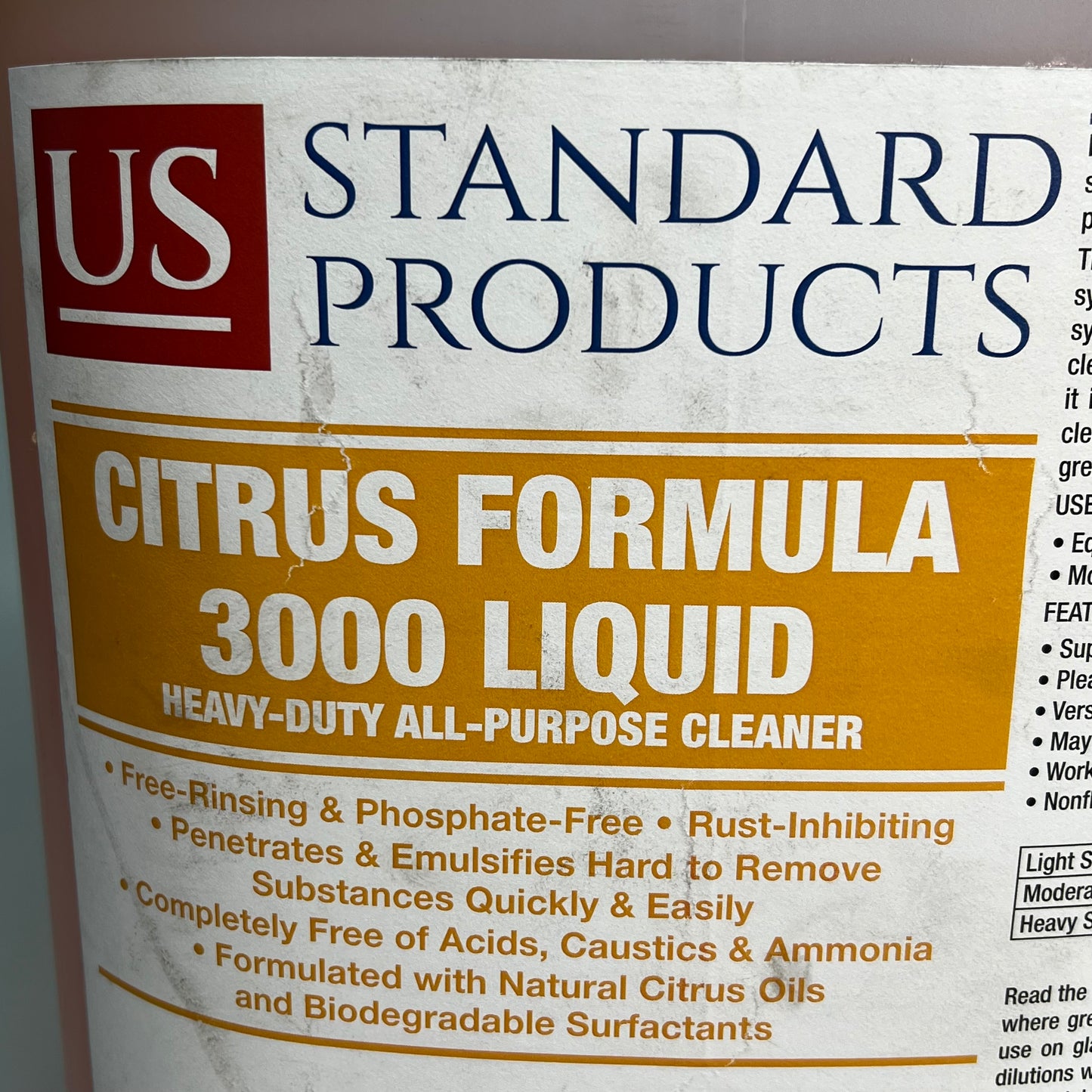 US Heavy-Duty All-Purpose Cleaner Citrus Formula 3000 Liquid 5 Gal Orange 4553