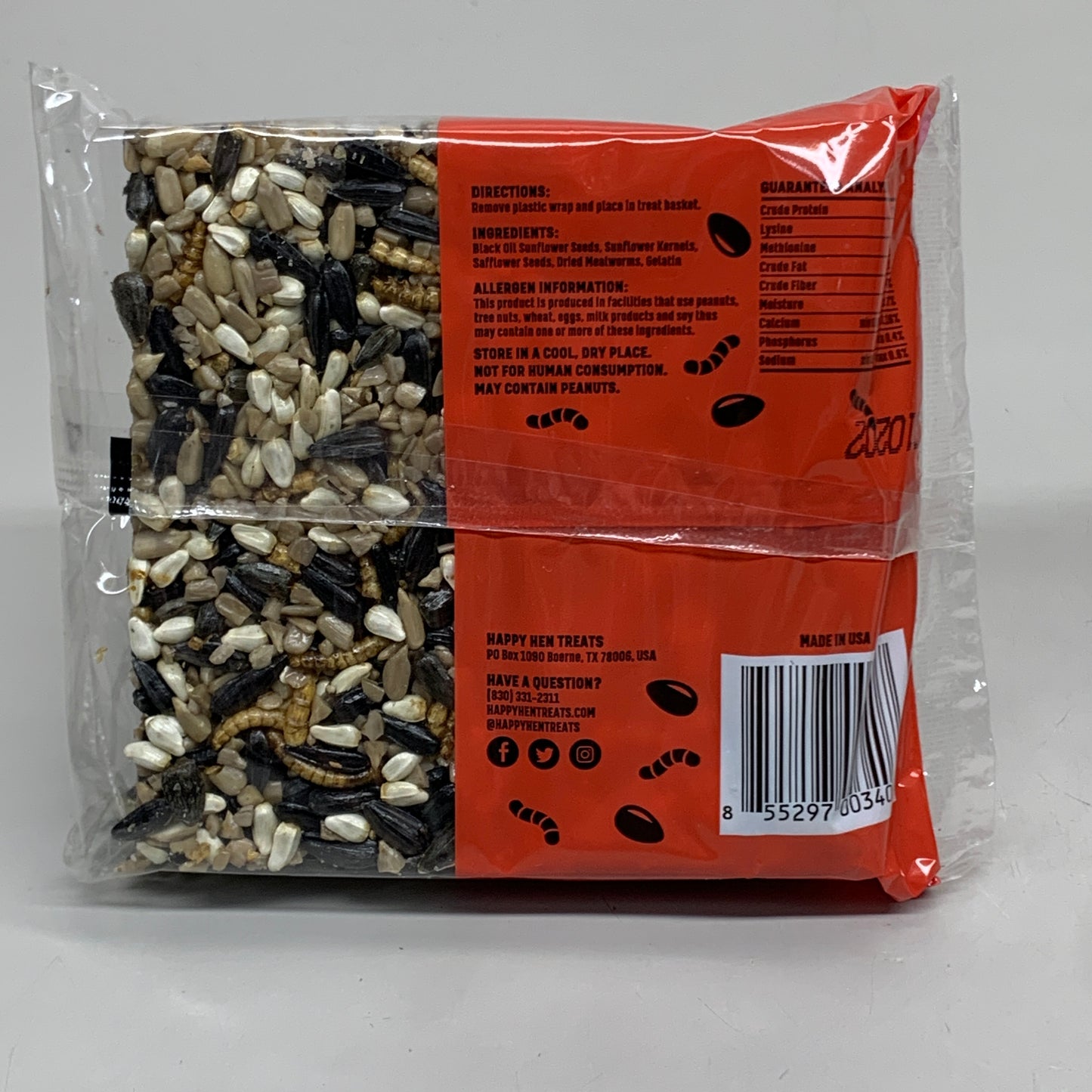 HAPPY HEN (3 PACK) Treat Square Mealworm & Seed 6 oz 855297003407