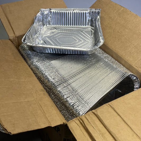 ZA@ WESTERN PLASTICS (100 PACK) Half Size Steam Table Aluminum Deep Silver 5132 (As-Is)