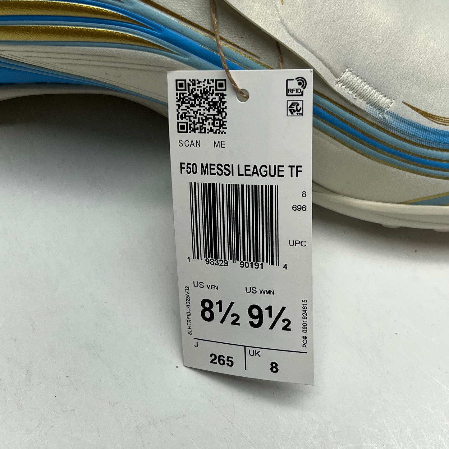 ADIDAS F50 Messi League Turf Soccer Cleats Men's Sz 8.5 Ivory/Blue/Ice Blue