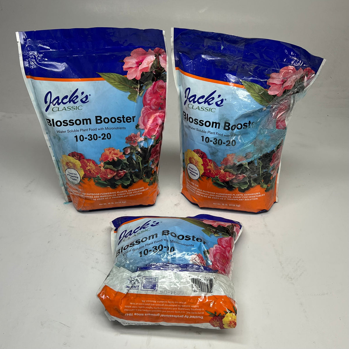 ZA@ JACKS (3 PACK) 10-30-20 Classic Blossom Booster Water Soluble Fertilizer 10 LBS Blue (As-Is)