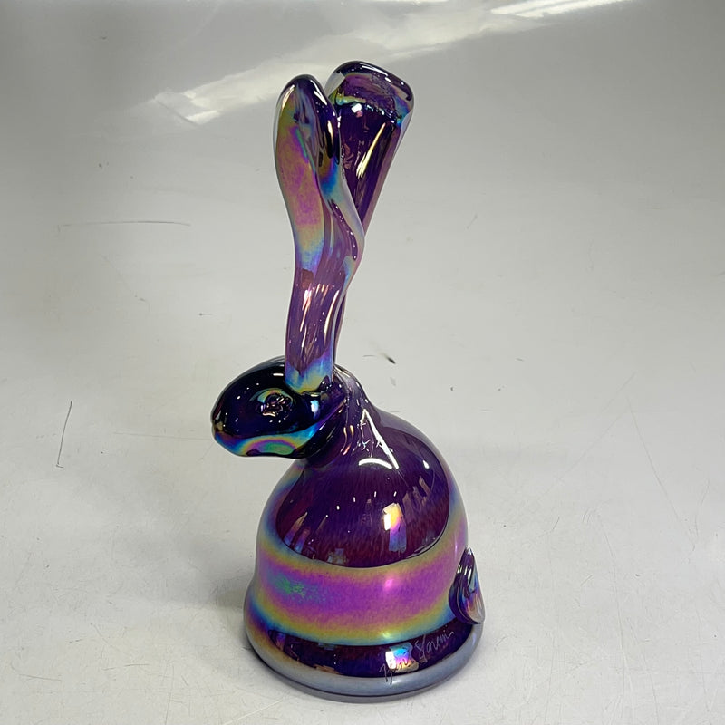 HUNT SLONEM Hand Blown Bunny Scuplture  13" L Rainbow Chromatic Hue