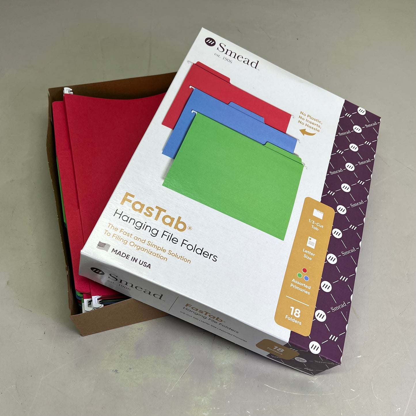 SMEAD (18 PACK) FasTab Hanging File Folders 1/3 Cut Multicolor 64053