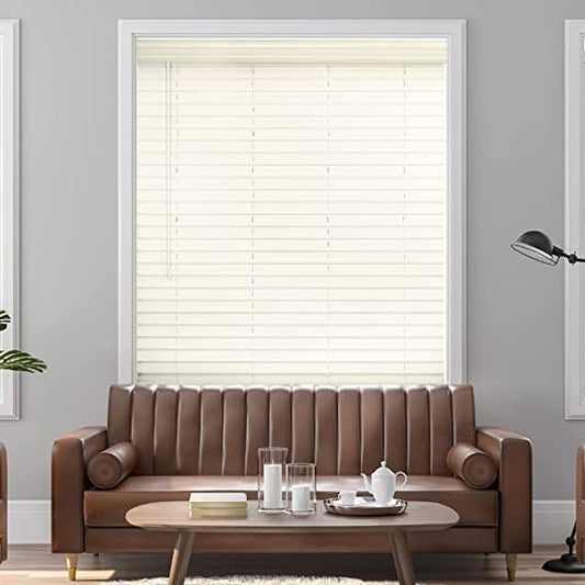 LOTUS & WINDOWARE 2" Faux Wood Blinds Cordless 23X64 Bright White F073