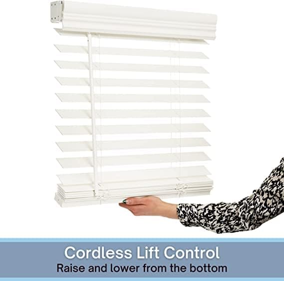 LOTUS & WINDOWARE 2" Faux Wood Blinds Cordless 23X64 Bright White F073