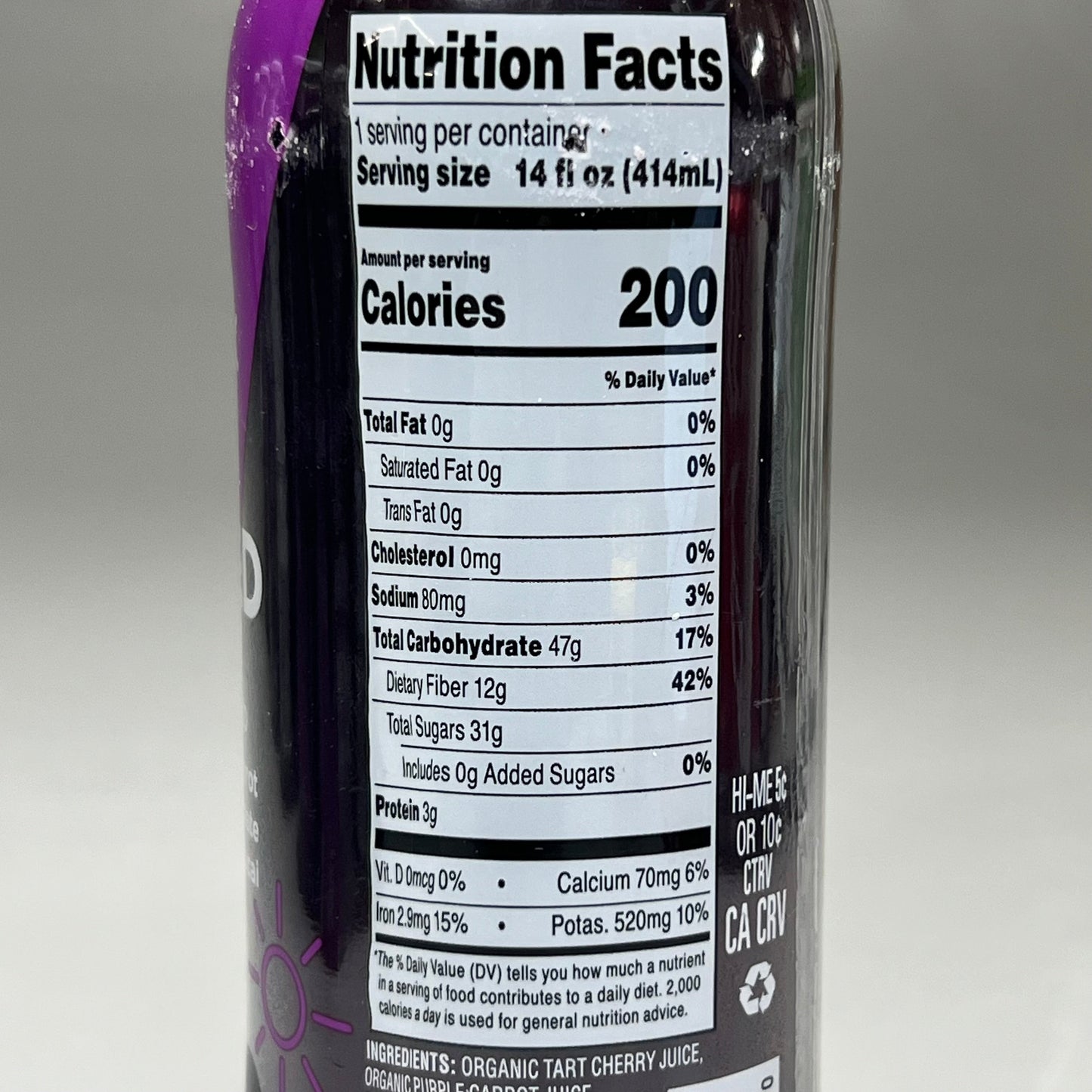 ZA@ COLD ORGANIC PRESSED JUICE Berry Bright 14 Fl oz / 20 Pk BB 10/6/25