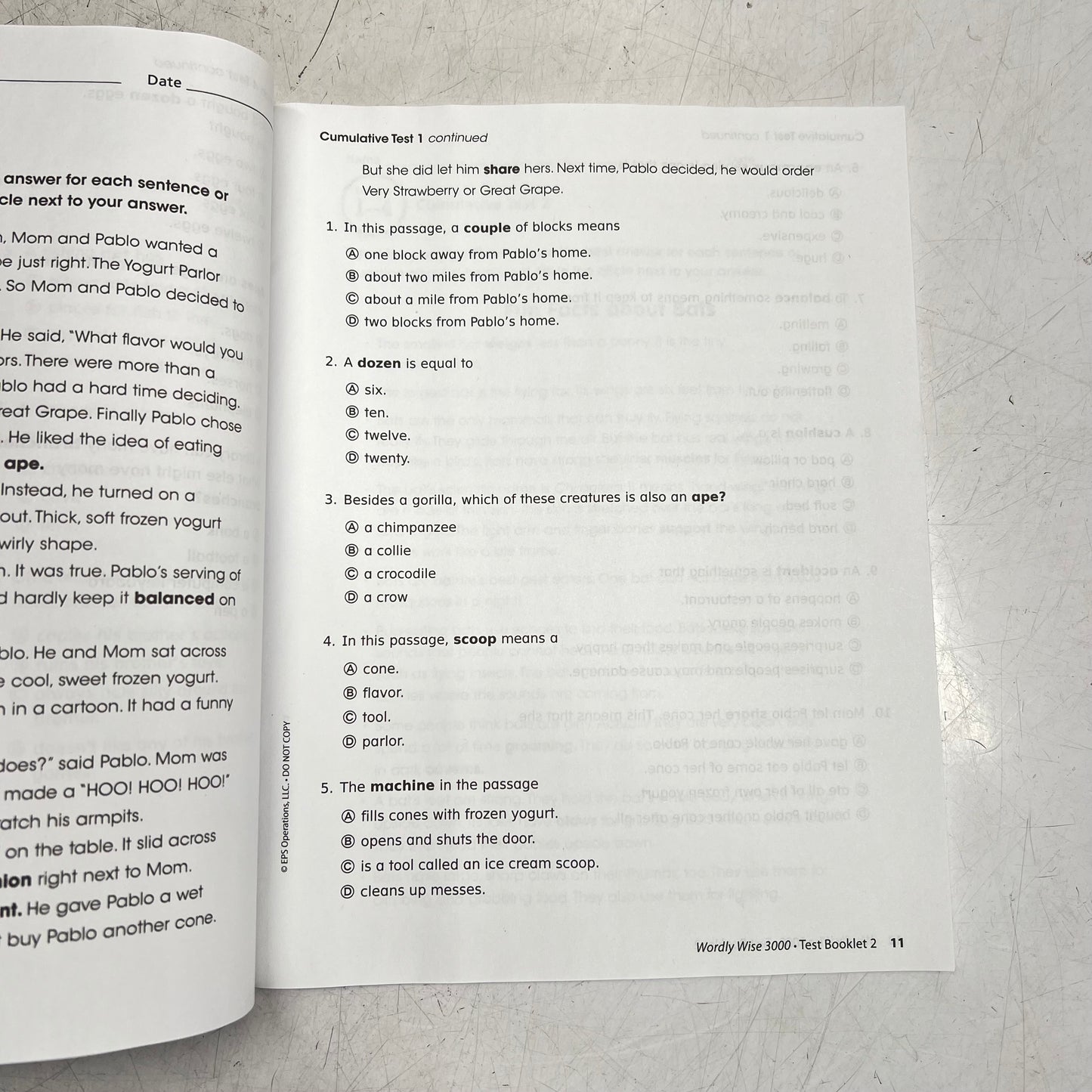WORDLY WISE 3000 (2 PACK) Direct Academic Vocabulary Instruction Test Booklet 4th Ed