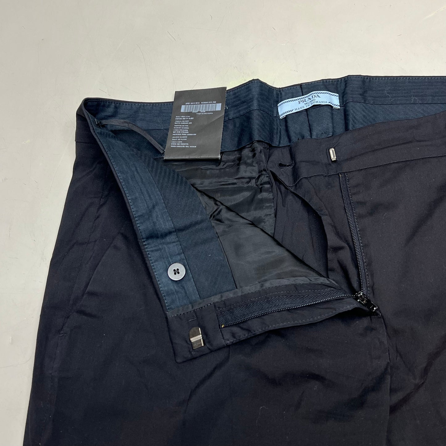 PRADA Milano Pants 78% Cotton 10% Nylon 3% Elastane Sz 46 Black