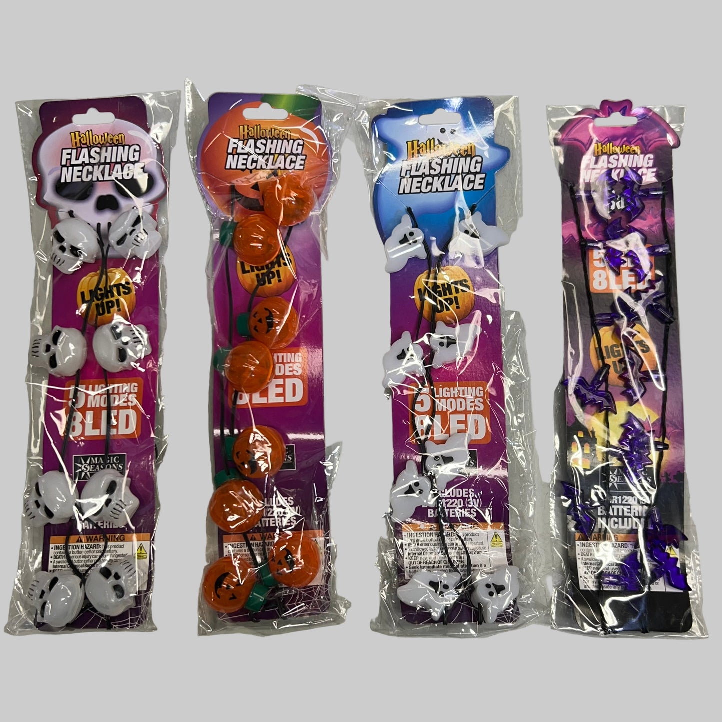 MAGIC SEASON (4 PACK) Halloween Flashing Bulb Necklace Plastic 702921