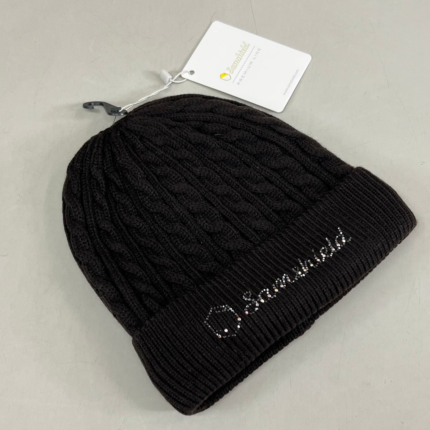 SAMSHIELD Mira Crystal Equestrian Beanie Hat Women's Sz One Size Fits All Black