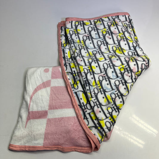 ZA@ LOVE HOME 100% Polyester Dior Logo Pattern Soft Blanket (NOT AUTHENTIC DIOR) Queen Sz Throw Pastels