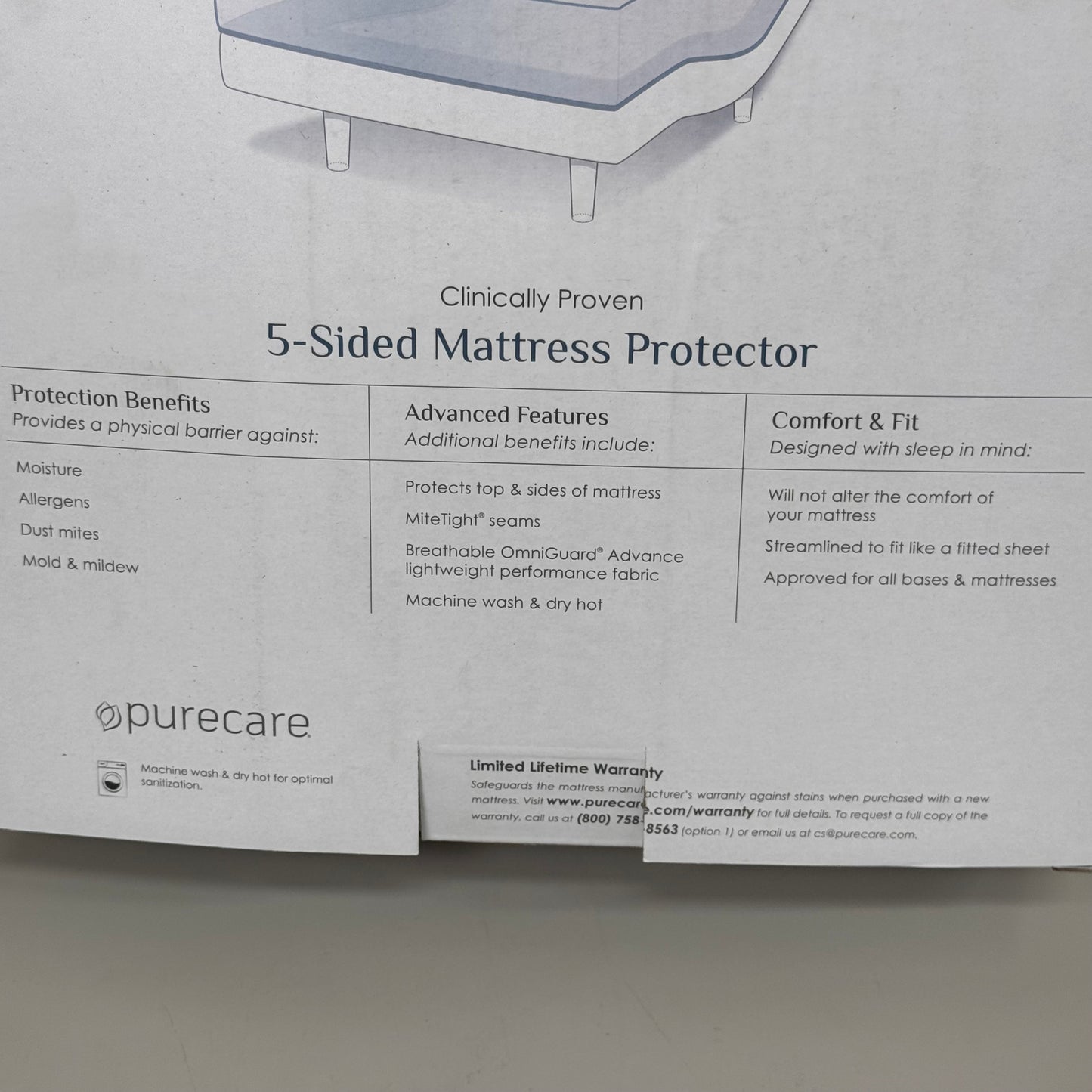 PURECARE Premium Protection Cooling 5-Sided Mattress Protector Cal King FRIOMP72