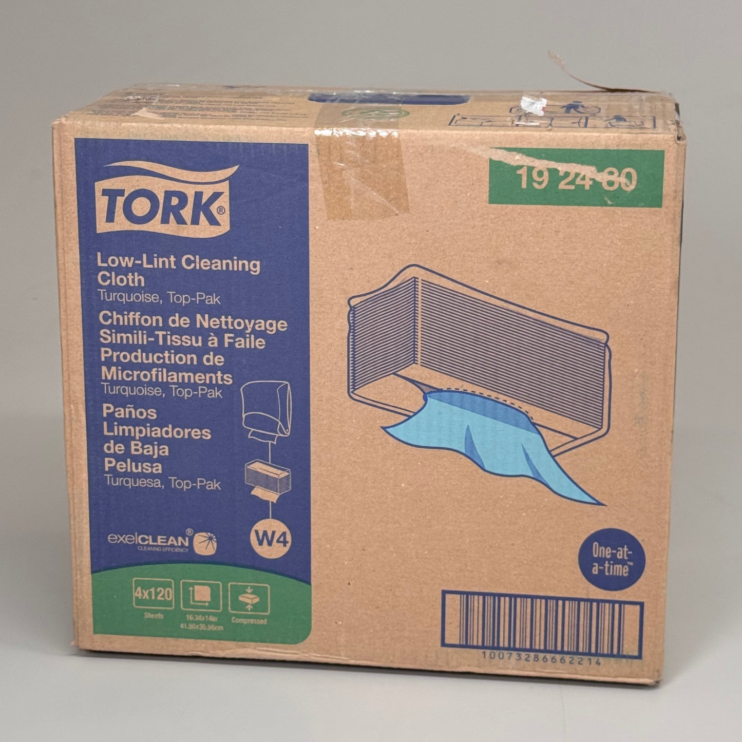 TORK (4 PACK, 120 SHEETS) Low-Lint Cleaning Cloth Top-Pak Turquoise 192480