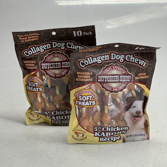 BUTHER SHOP (2 PACK) Natural Dog Chews 5" Chicken Kabobs Recipe 7.10 oz 017838 BB 12/27