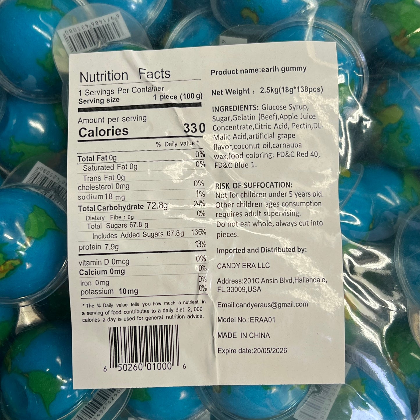 DEER DADA (5 LBS BAG) Individually Wrapped Filled Gummy Earth Candy's BB 05/26