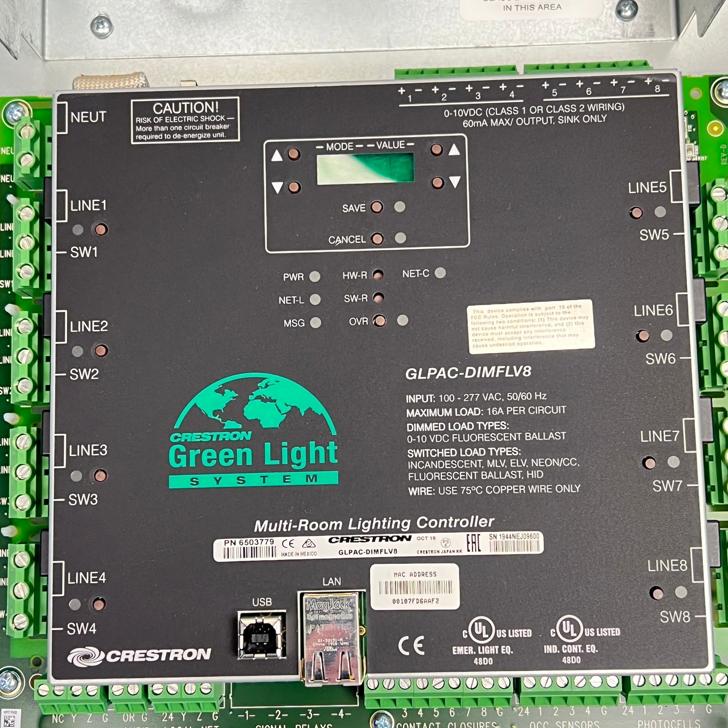 CRESTRON Green Light Integrated Lighting System for Standalone GLPAC-DIMFLV8