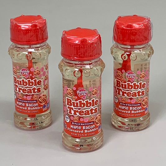 BUBBLELICK (3 PACK)Lick-able Bubble Dog Treats Maple Bacon Flavor 2.5oz BB 05/26