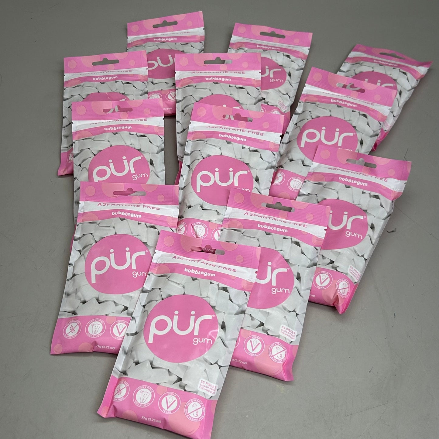 ZA@ PUR (12 PACK, 55 Pieces Each) Sugar Free BubbleGum Flavored Chewing Gum B