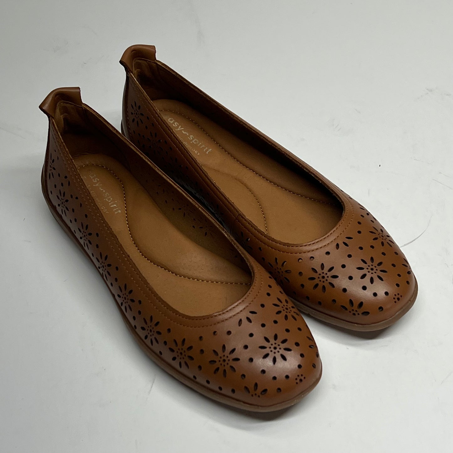 EASY SPIRIT Araceli Leather Ballet Flats Genuine Leather Women's Sz 7M Brown (As-Is)