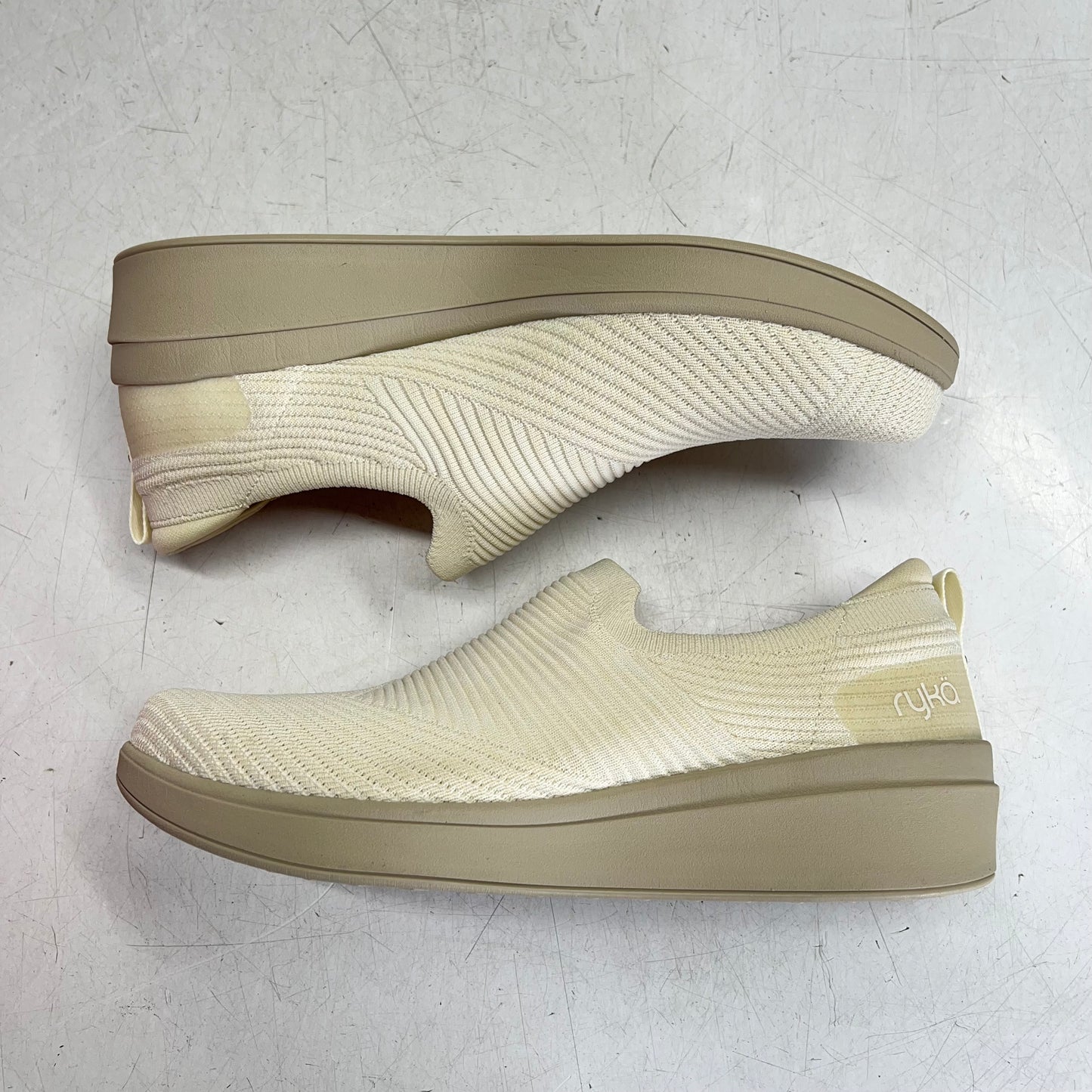 RYKA Washable Stretch Knit Slip-ons - Limitless Women's Sz 11W Birch Beige W302