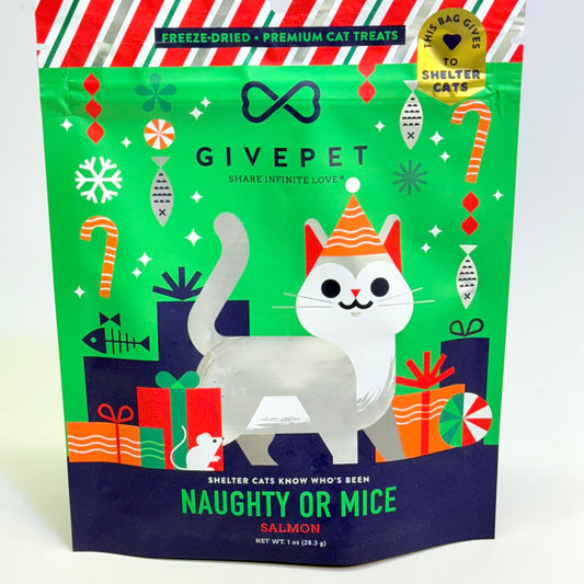 GIVEPET (3 PACK) Naughty Or Mice Salmon Premium Cat Treats 1 oz BB 08/27