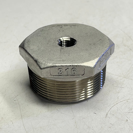 SERVICE METAL SS Hexagon Bushing NPT Connection 2"x1/4" Silver SSS6HB02.0X.250