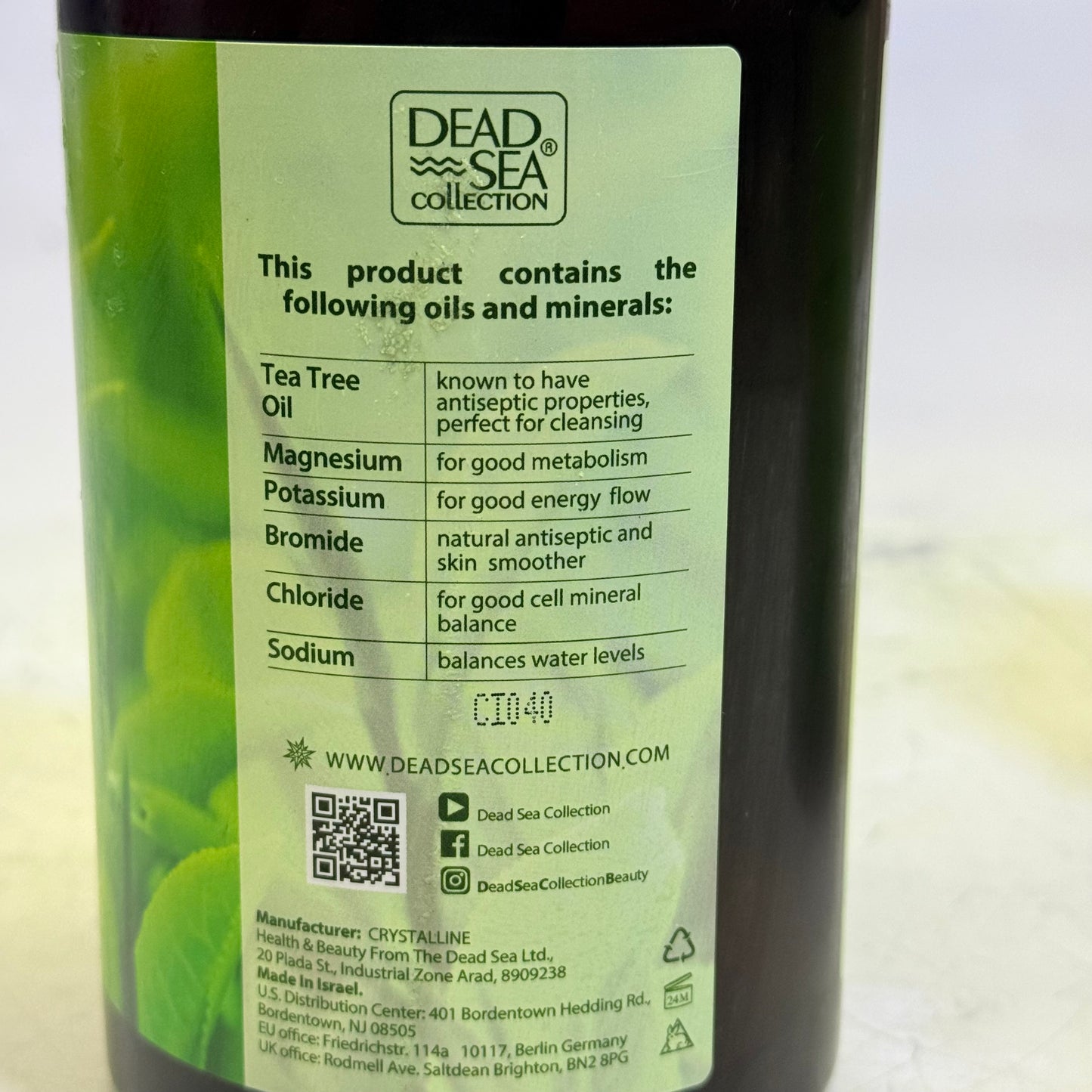 DEAD SEA COLLECTION (2 PACK) Tea Tree Mineral Body Wash Detoxing 33.8 Fl oz.
