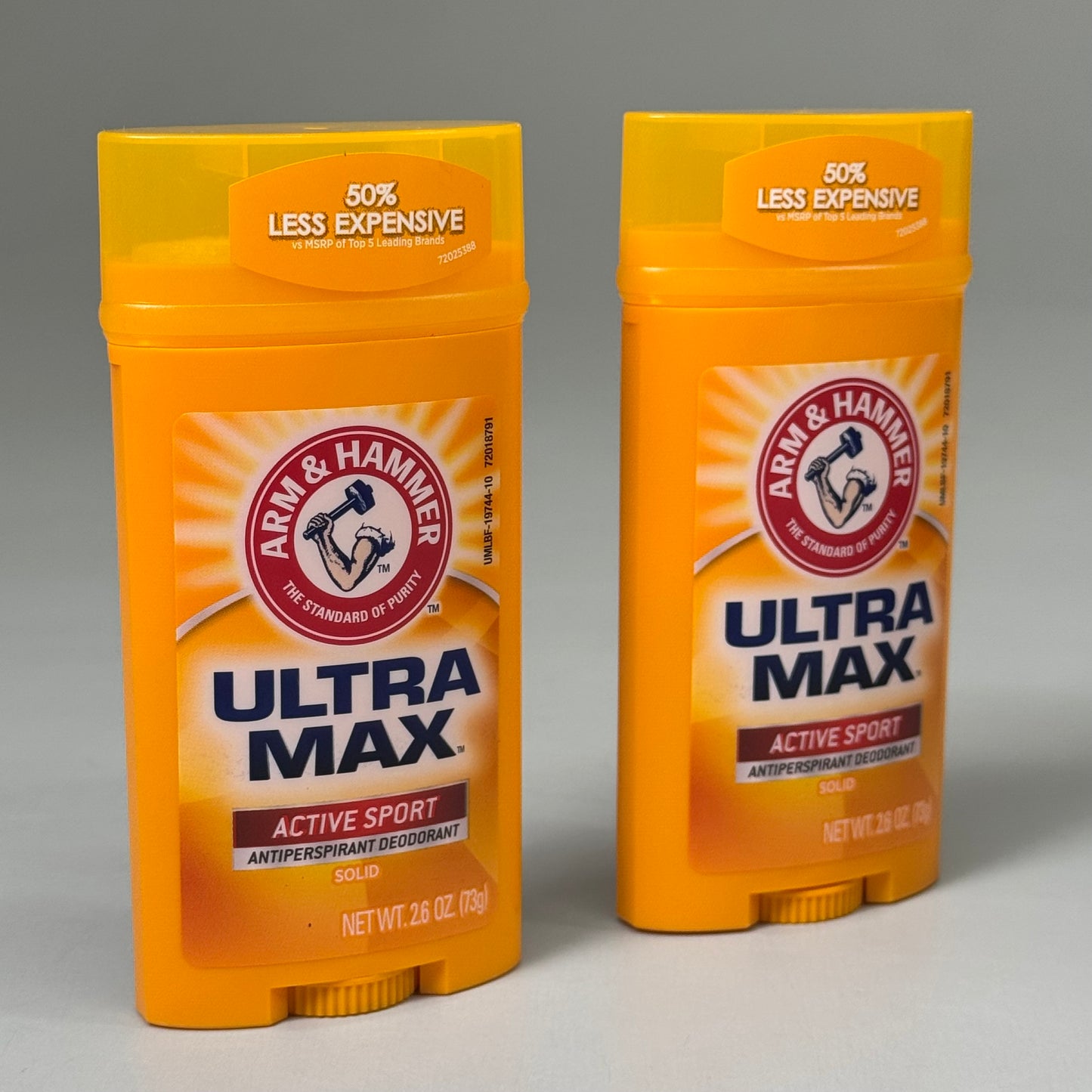 ZA@ ARM & HAMMER (2 PACK) Active Sport Antiperspirant Deodorant Aluminum 2.6 oz BB 06/26