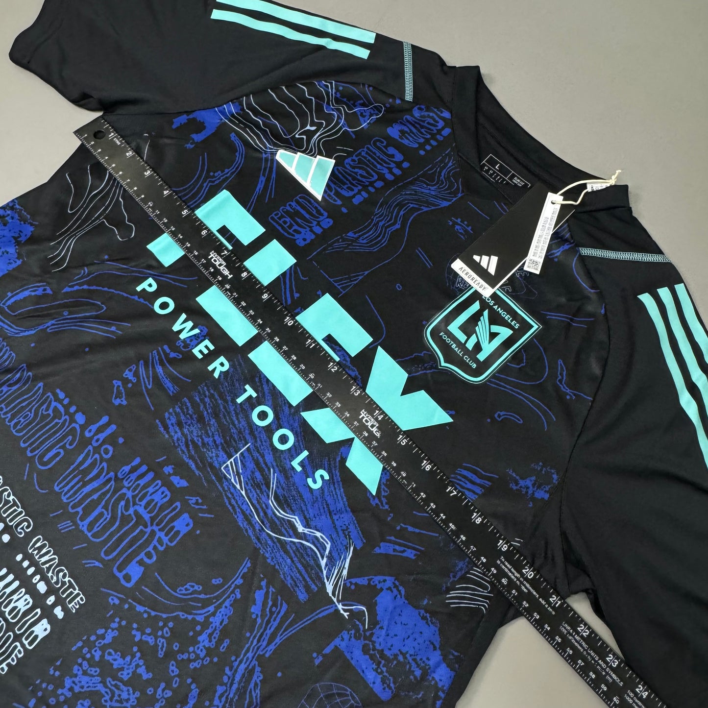 LAFC Los Angeles FC ADIDAS One Planet Soccer Jersey Women’s Sz L Black / Blue