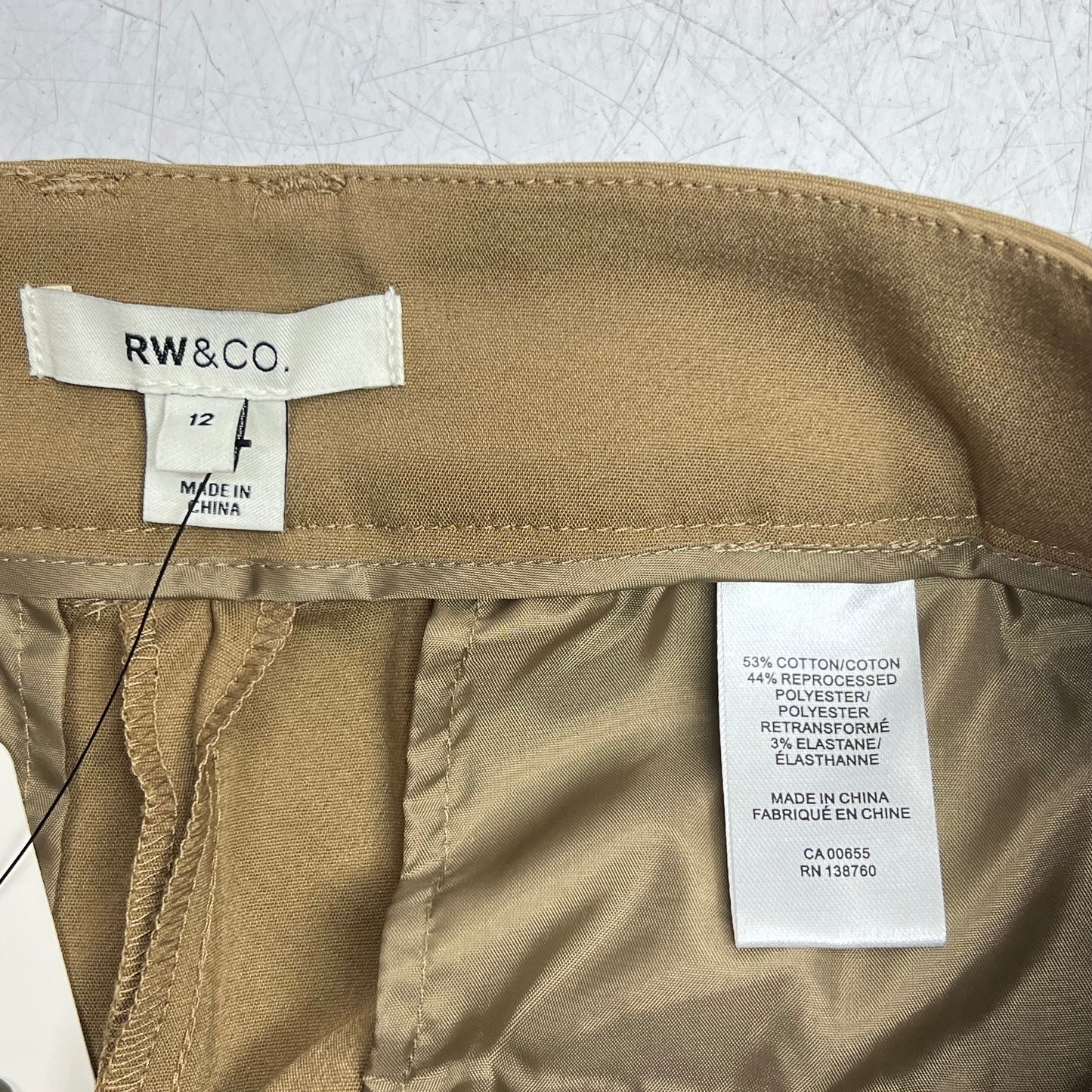 RW & CO High-rise Wide-leg Signature Fit Pant Women's Sz 12 Peanut Butter 493113