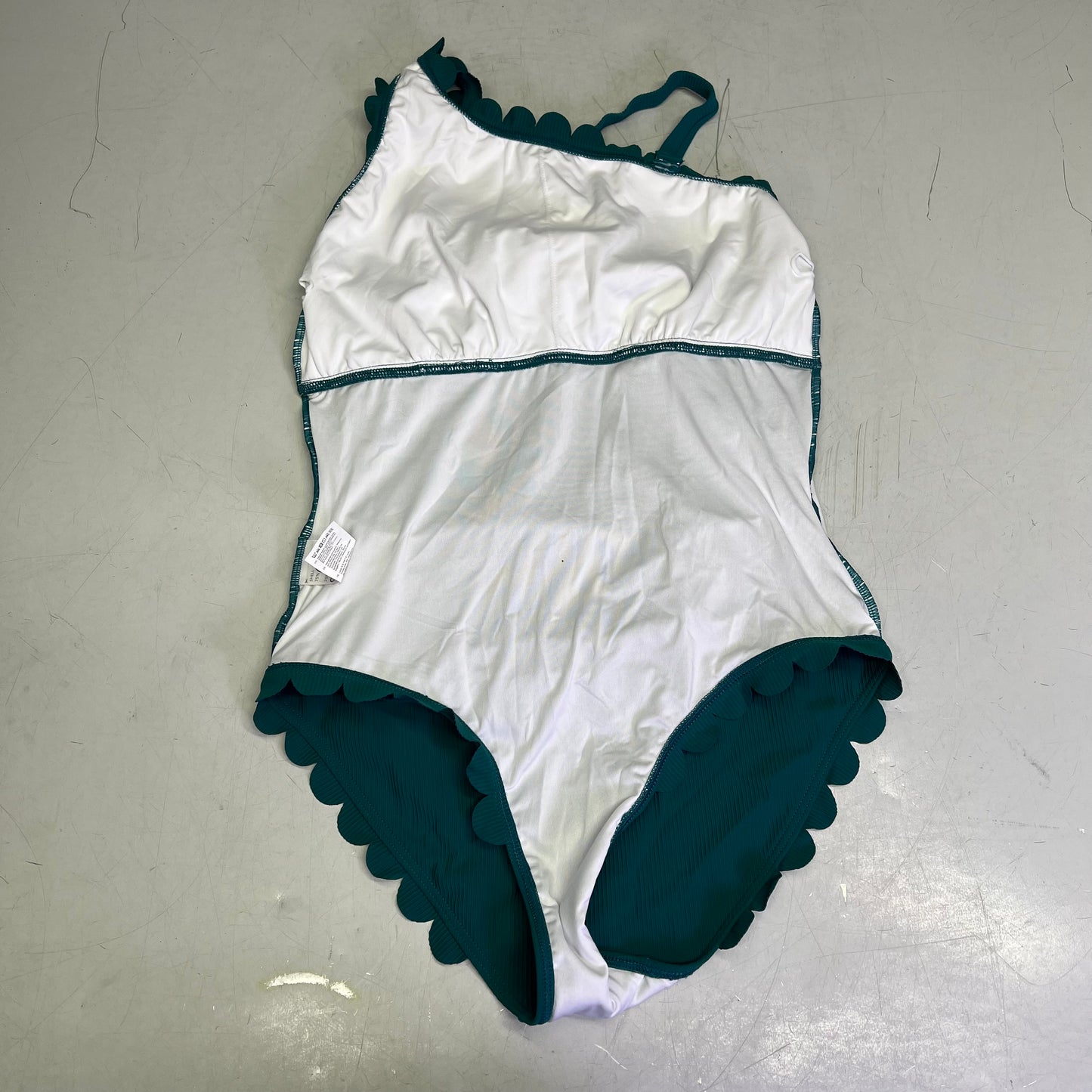 CHARMO Asymmetrical Retro Ribbed Moderate One Piece Swimwear Wmn Sz M Blue/Green