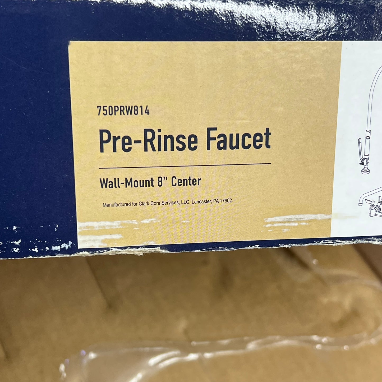 WATERLOO Pre-rinse Faucet Wall Mount  8" 1.15 GPM 44" Hose Chrome 750PRW814