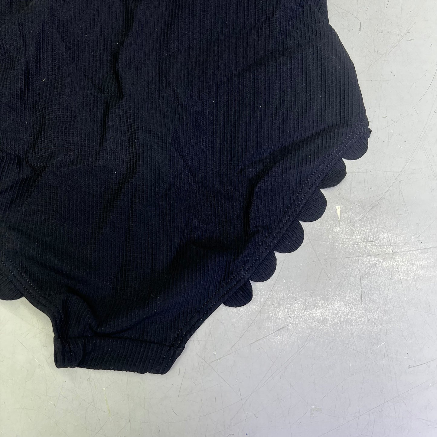 CHARMO Asymmetrical Retro Ribbed Moderate Cut One Piece Swimwear Wmn Sz XL Black