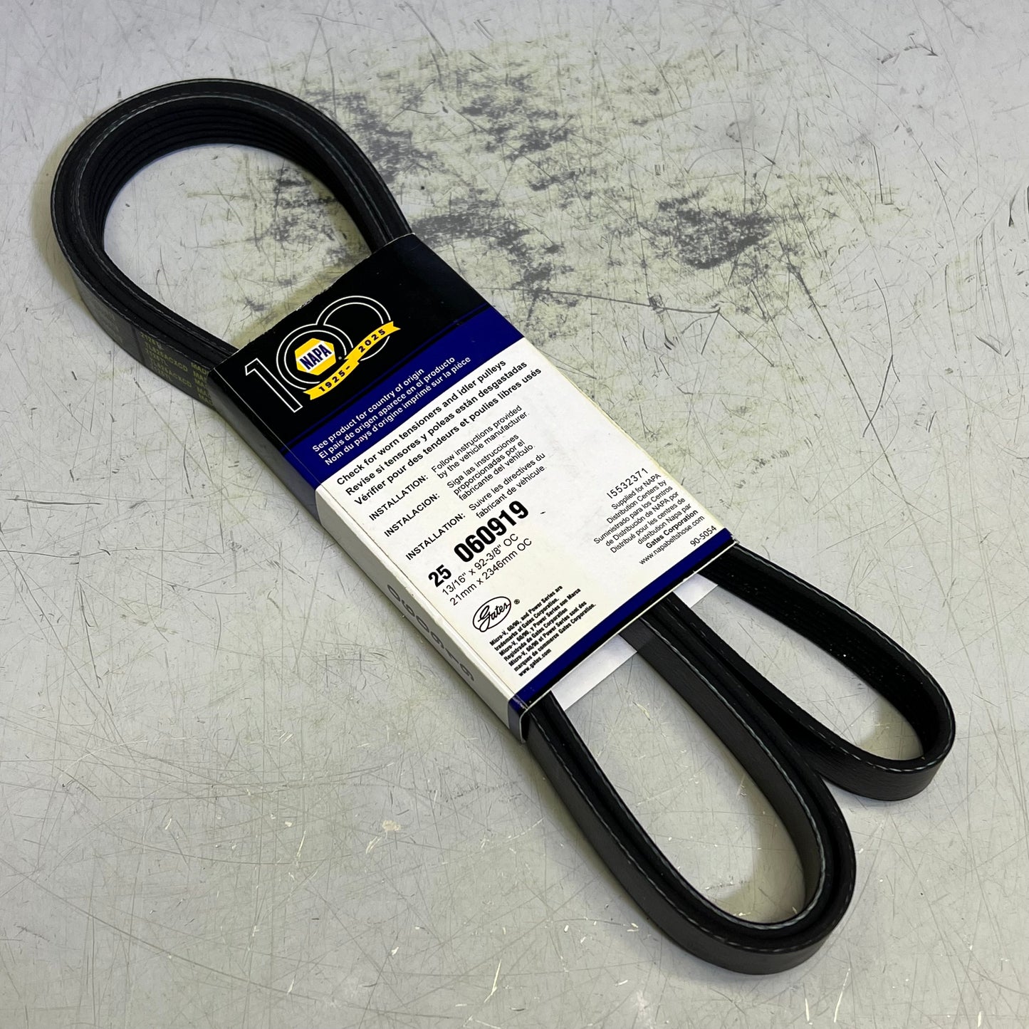 NAPA Power Series Automotive V-Ribbed Belt K06 13/16" X 92 3/8" Black 25060919