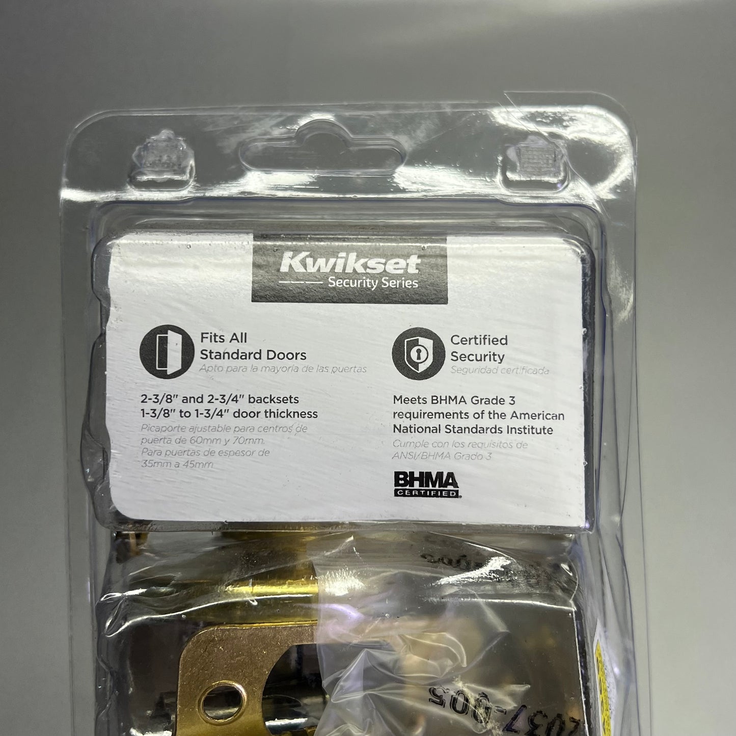 KWIKSET Tylo Polished Brass Entry Door Knob 1-1/3" Polished Brass 94002-828