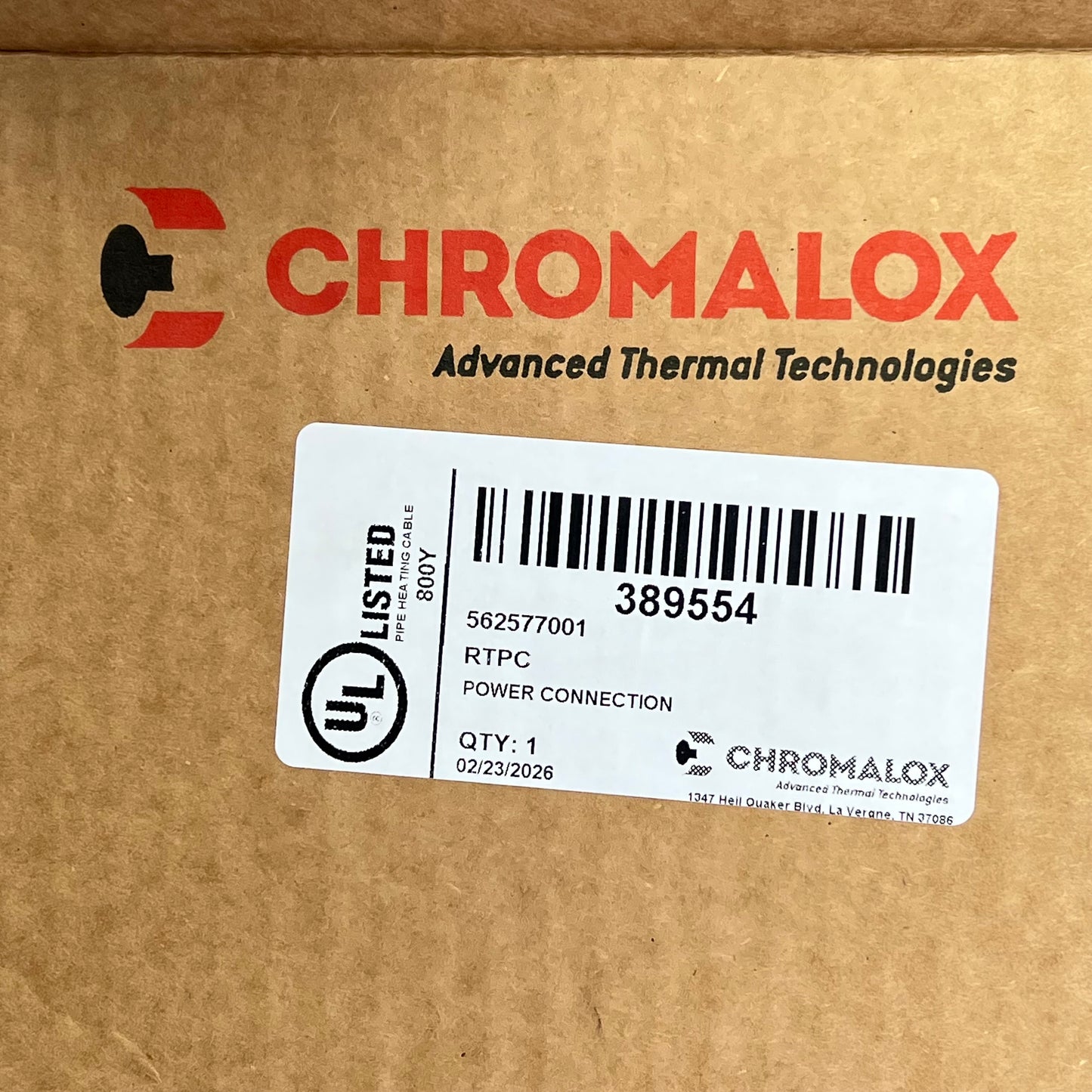 CHROMALOX RTPC Power Connection Kit for Rapid Trace Heating Cables Black 389554