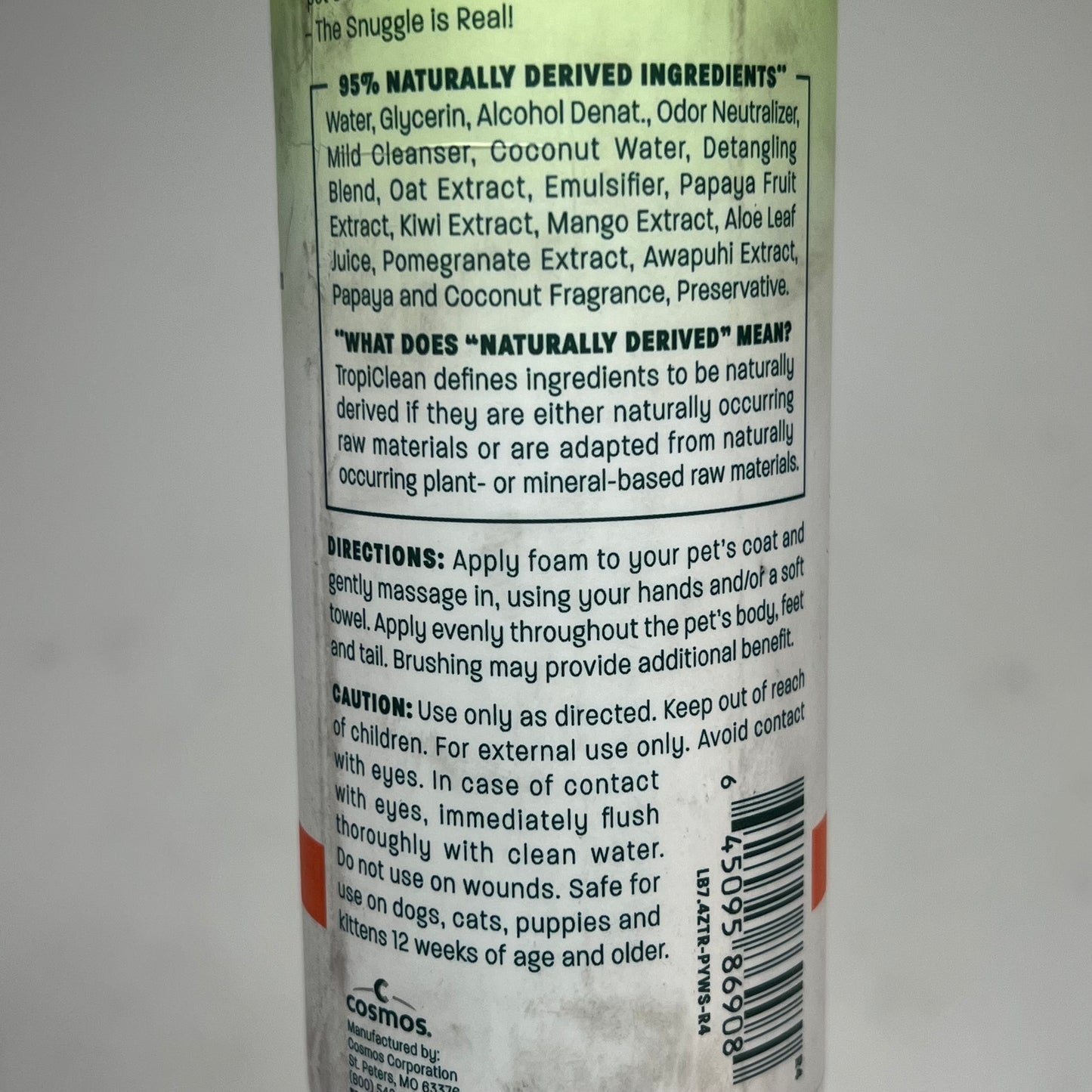 ZA@ TROPICLEAN (2 PACK) No Rinse 2 in 1 Luxury Shampoo Papaya + Coconut Scent 7.4 fl oz