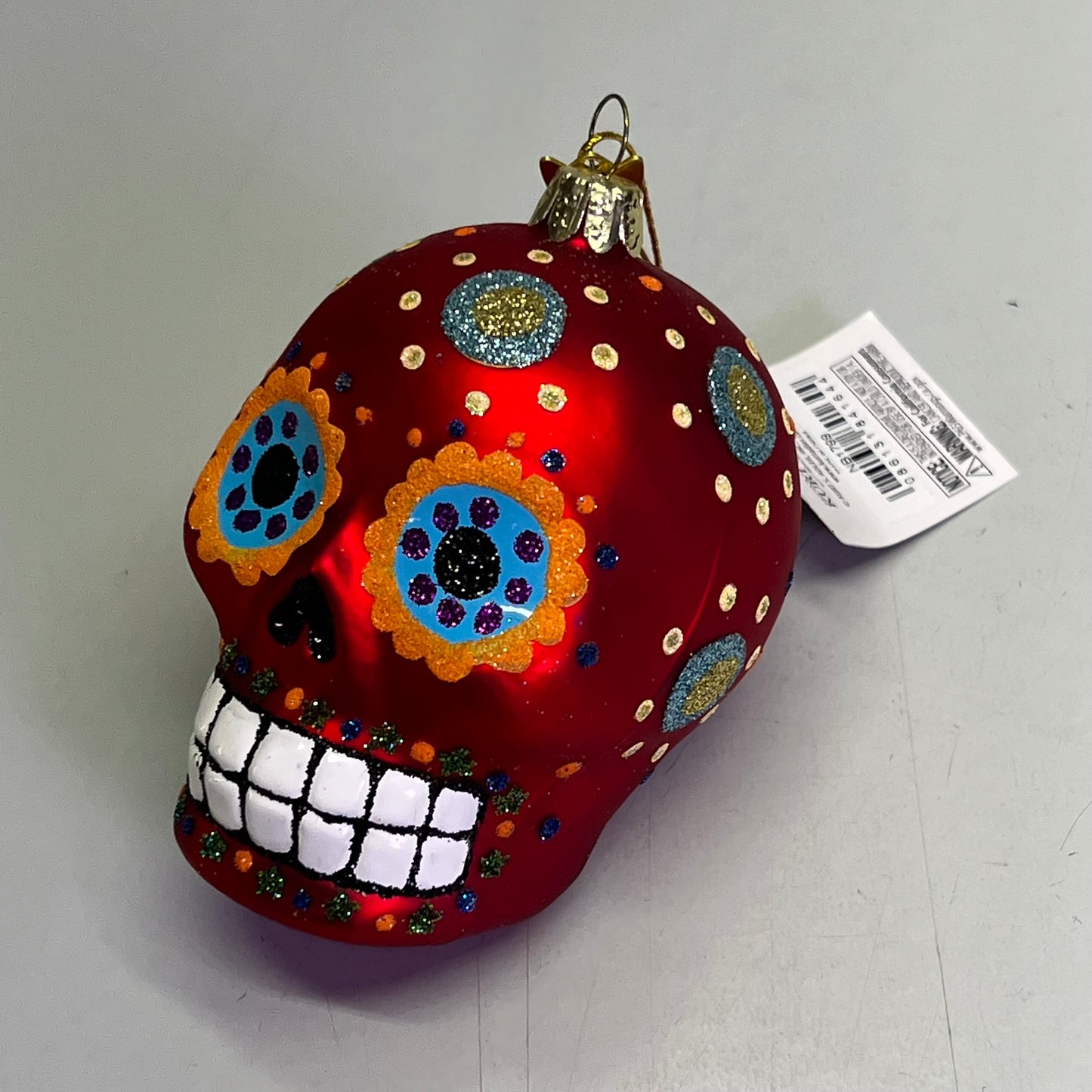 KURT S ADLER (3 PACK) Noble Gems Glass Sugar Skull Ornaments  3.5" Multicolor