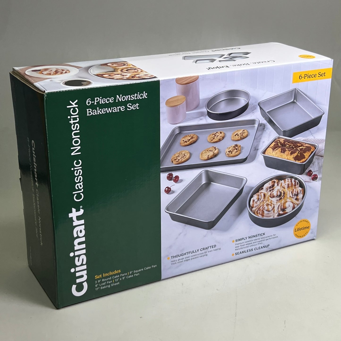 CUISINART 6-Pieces Nonstick Bakeware Set Sz 13.9" X 7.2" X 20", Grey MB-6S