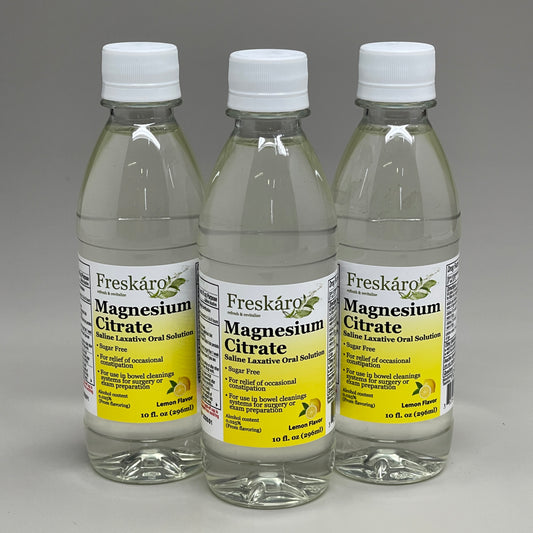 FESKARO (3 PACK) Magnesium Citrate Saline Laxative Oral LEMON 10 fl oz 01/2026