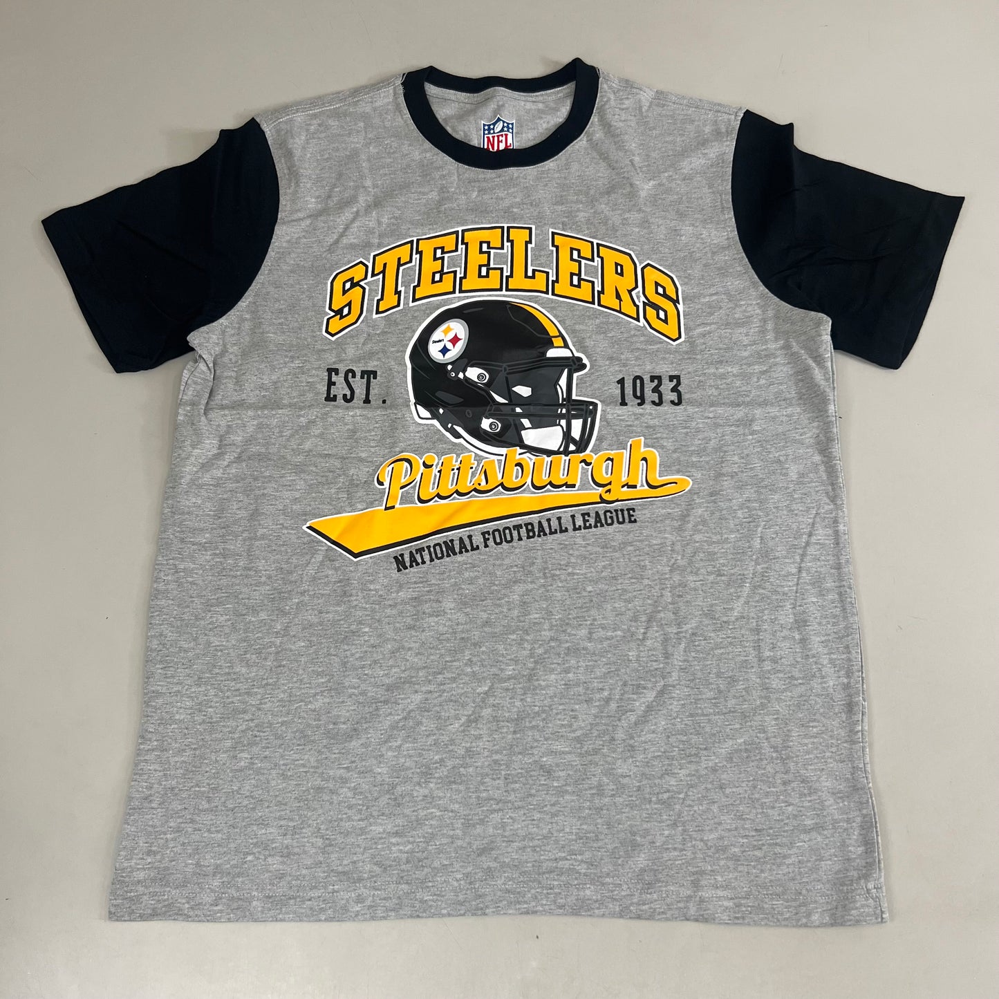 NFL G-lll Sport Steelers Black Label T-shirt Men's Sz M Black/Gray/ Yellow