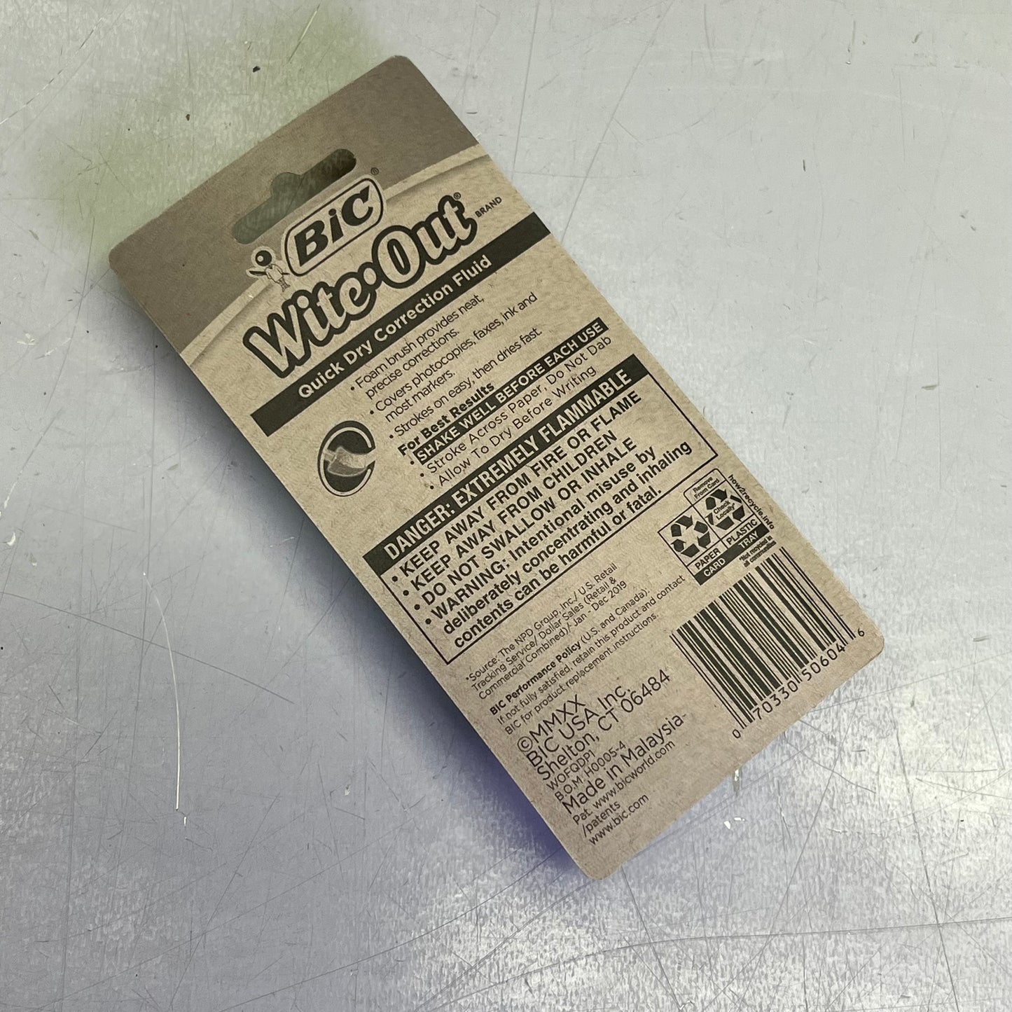 BIC (6 PACK) White Out Quick Dry Correction Fluid W/ Foam Brush .7 fl oz White