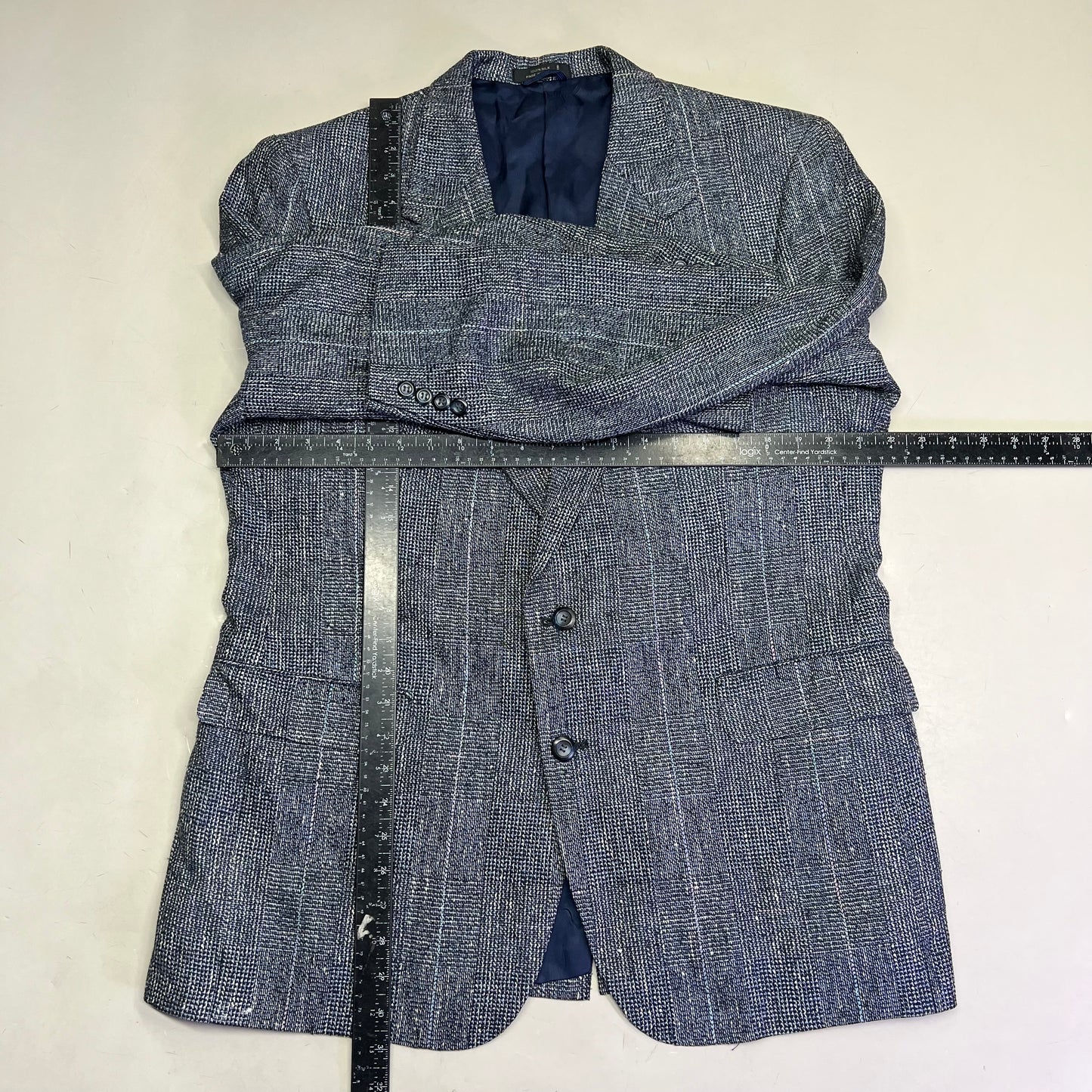 STAFFORD EXECUTIVE 100% Silk Blazer Salt & Pepper  Men's Sz 42R Blue/Black