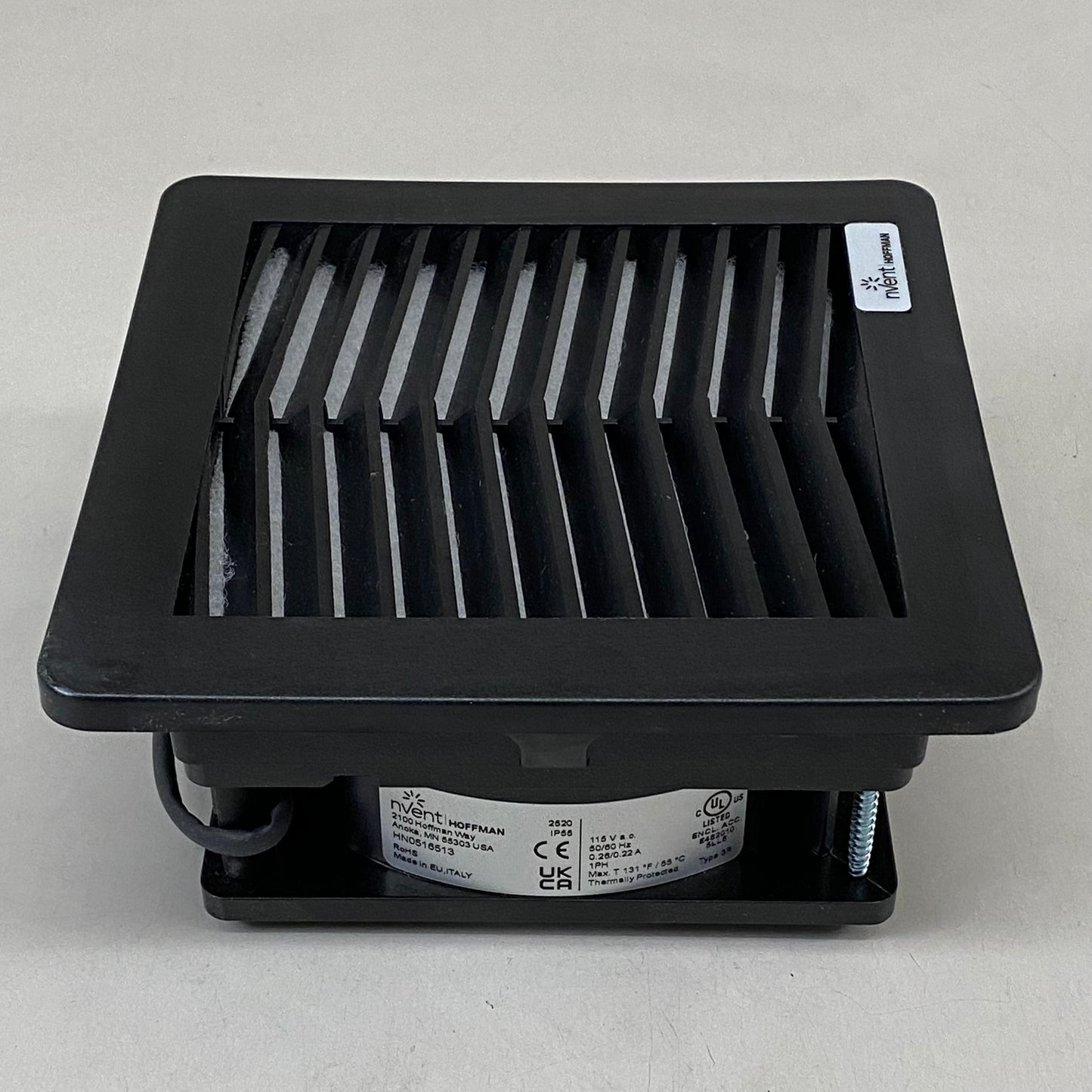 HOFFMAN 3R Side-Mount Filter Fan 5.9"x5.9"x2.9" Black HN0516513