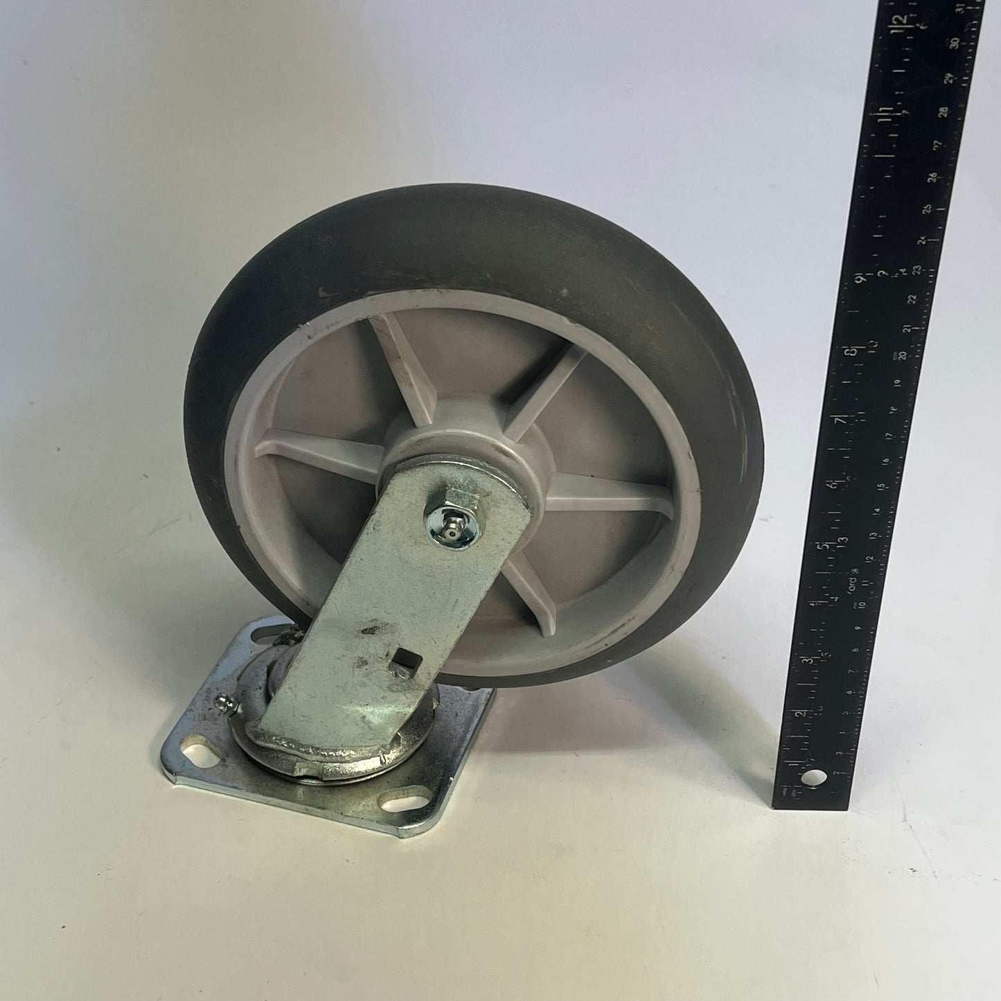 (SET OF 4) Thermoplastic Rubber Core 2 Swivel & 2 Rigid 8"x2" Grey CTRK-PL8-2R2S